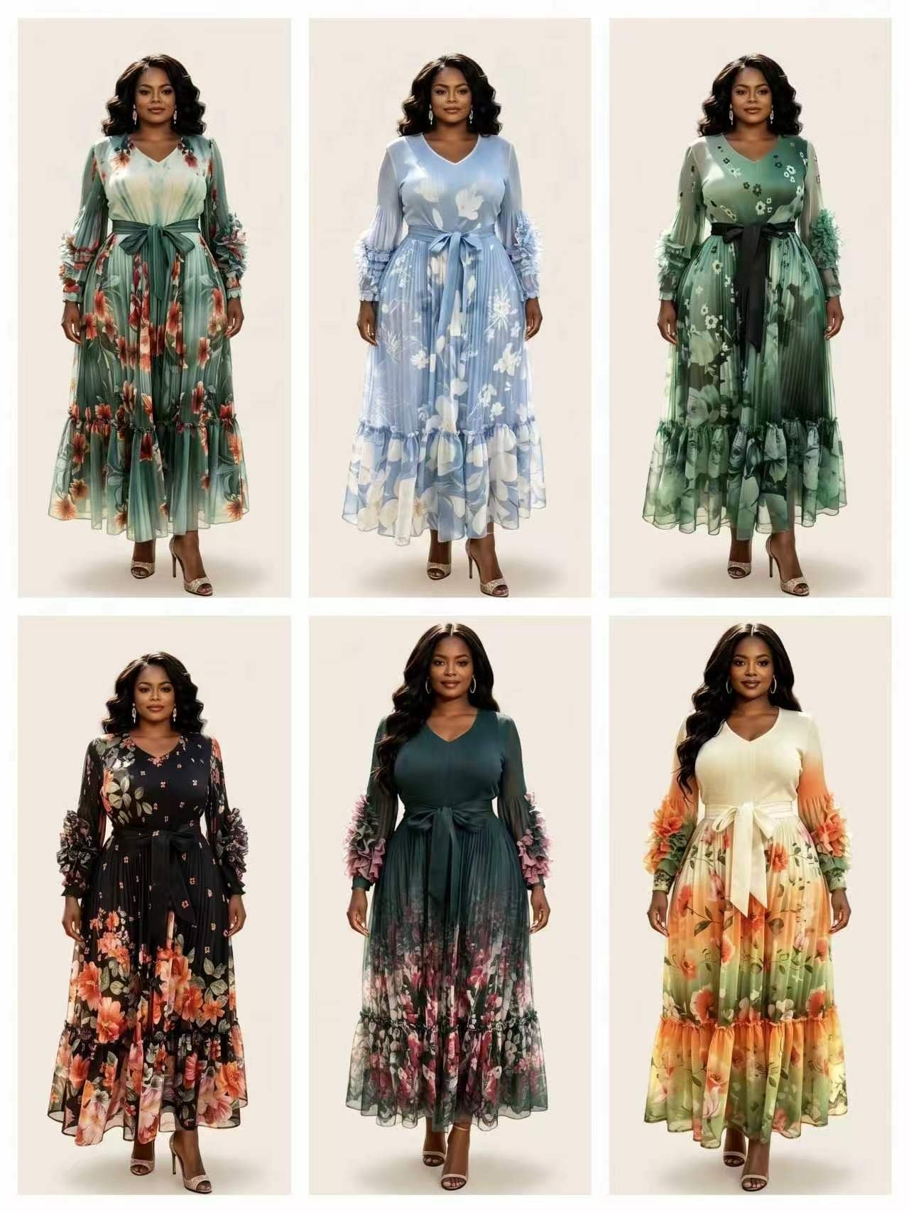 Long Sleeve V-Neck Maxi Dress