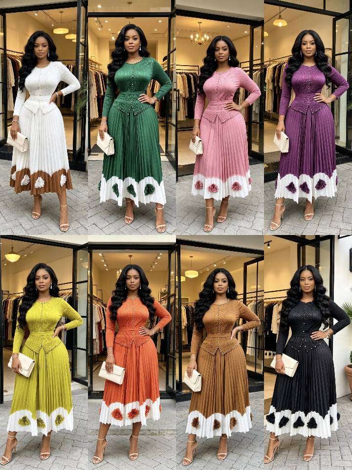Plus Size Embellished Bodice Floral Hem Pleated Midi Dress