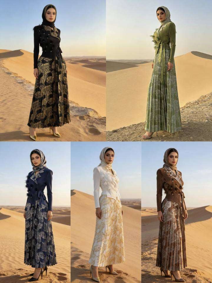 Plus Size Feather Trim Metallic Print Pleated Maxi Dress