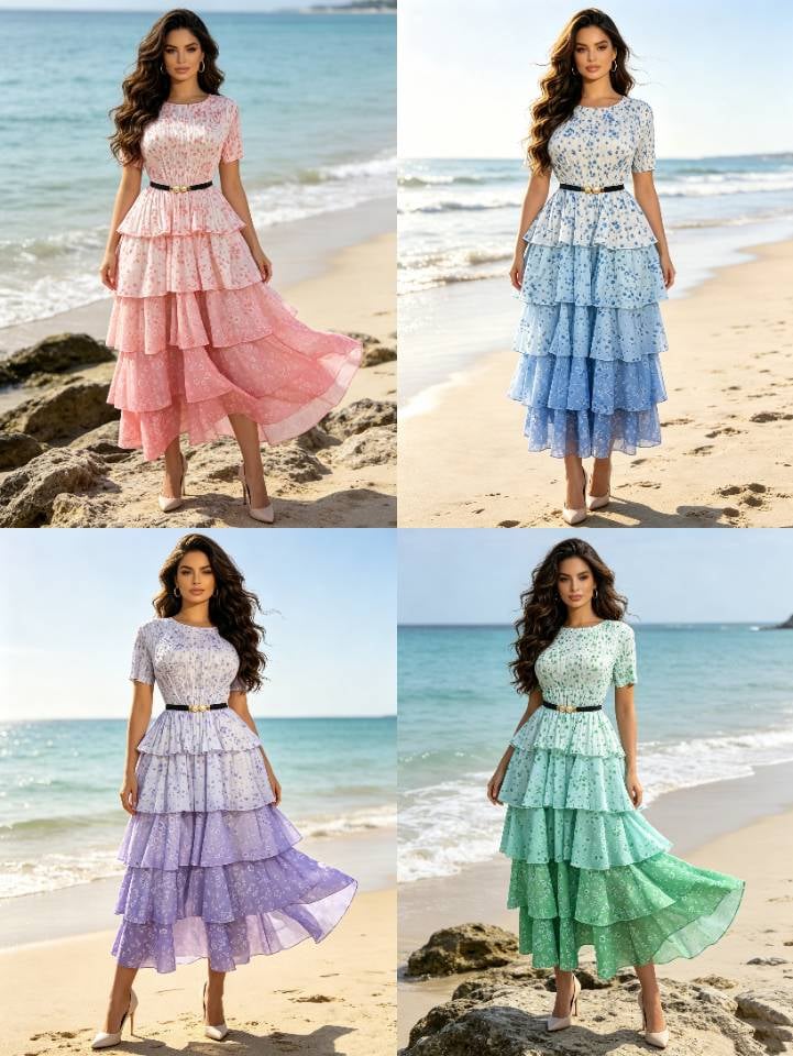 Plus Size Floral Tiered Ruffle Midi Dress