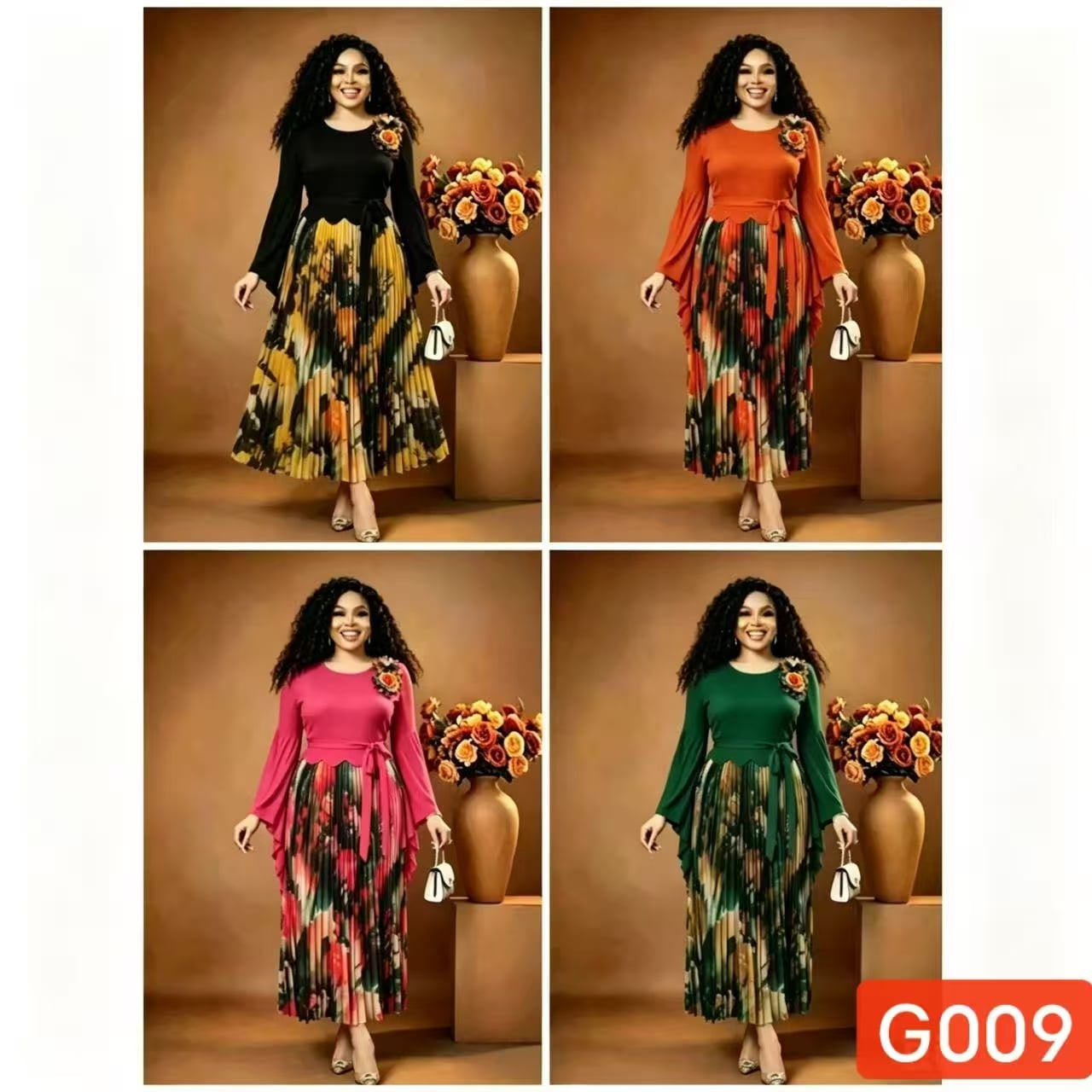 Ankara Print V-Neck Maxi Dress